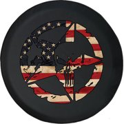 Black Tire Covers - Tire Accessories for Campers, SUVs, Trailers, Trucks, RVs and More | American Flag Military Star Skull Black 32 Inch