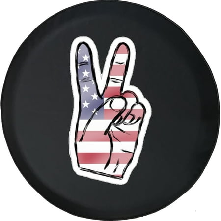 Black Tire Covers - Tire Accessories for Campers, SUVs, Trailers, Trucks, RVs and More | American Flag Peace Wave Black 33 Inch