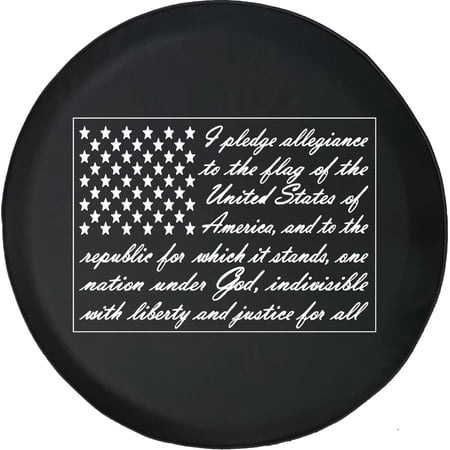 Black Tire Covers - Tire Accessories for Campers, SUVs, Trailers, Trucks, RVs and More | American Flag Pledge of Allegiance Black 30 Inch