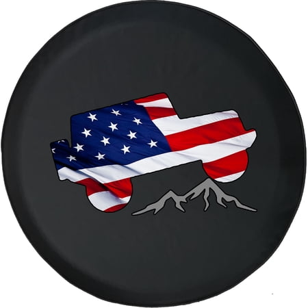 Black Tire Covers - Tire Accessories for Campers, SUVs, Trailers, Trucks, RVs and More | American Flag Rock Climbing Black 35 Inch