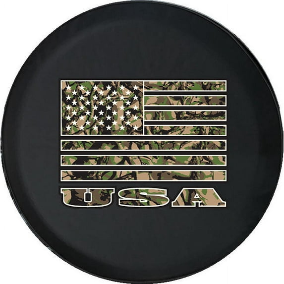 Black Tire Covers - Tire Accessories for Campers, SUVs, Trailers, Trucks, RVs and More | American Flag USA Black 32 Inch
