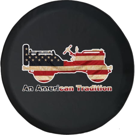 Black Tire Covers - Tire Accessories for Campers, SUVs, Trailers, Trucks, RVs and More | American Tradition USA Flag Black 35 Inch