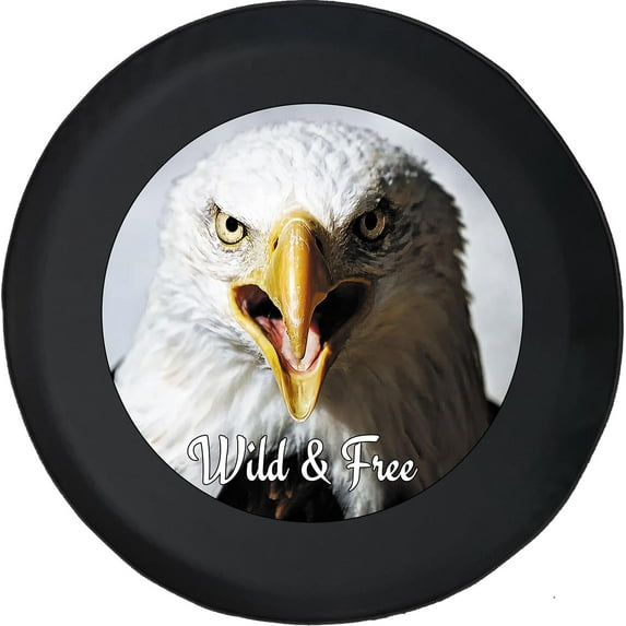 Black Tire Covers - Tire Accessories for Campers, SUVs, Trailers, Trucks, RVs and More | Bald Eagle Wild and Free Black 31 Inch