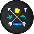 thumbnail image 1 of Black Tire Covers - Tire Accessories for Campers, SUVs, Trailers, Trucks, RVs and More | Beach Compass Water Sun Starfish Dolphin Black 30 Inch, 1 of 3