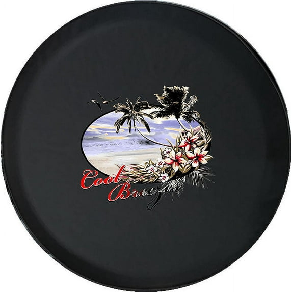 Black Tire Covers - Tire Accessories for Campers, SUVs, Trailers, Trucks, RVs and More | Beach Cool Breeze Seagulls Black 30 Inch