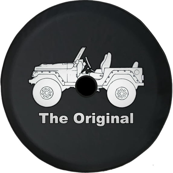 Black Tire Covers - Tire Accessories for Campers, SUVs, Trailers, Trucks, RVs and More | Beach Rated Black 32 Inch With Backup Camera Hole