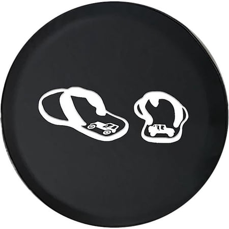Black Tire Covers - Tire Accessories for Campers, SUVs, Trailers, Trucks, RVs and More | Beach Ready Filp Flops Black 29 Inch