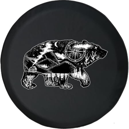 Black Tire Covers - Tire Accessories for Campers, SUVs, Trailers, Trucks, RVs and More | Bear Mountain Black 33 Inch