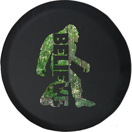 Black Tire Covers - Tire Accessories for Campers, SUVs, Trailers, Trucks, RVs and More | Believe Sasquatch Bigfoot Woods Black 31 Inch