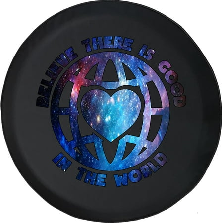 Black Tire Covers - Tire Accessories for Campers, SUVs, Trailers, Trucks, RVs and More | Believe There is Good World Love Heart Stars Black 30 Inch