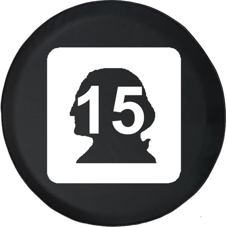Black Tire Covers - Tire Accessories for Campers, SUVs, Trailers, Trucks, RVs and More | Black and White First President 15 Signage Black 31 Inch