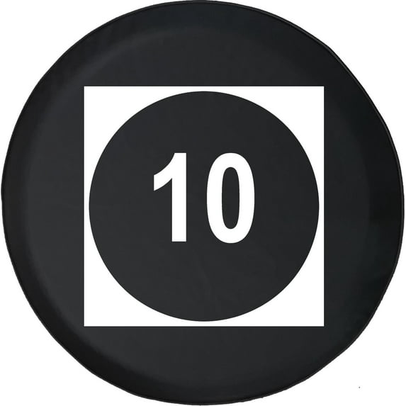 Black Tire Covers - Tire Accessories for Campers, SUVs, Trailers, Trucks, RVs and More | Black and White Signage 10 Circle Black 30 Inch