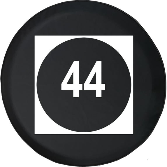 Black Tire Covers - Tire Accessories for Campers, SUVs, Trailers, Trucks, RVs and More | Black and White Signage 44 Circle Black 32 Inch