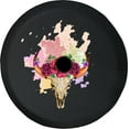 thumbnail image 1 of Black Tire Covers - Tire Accessories for Campers, SUVs, Trailers, Trucks, RVs and More | Boho Bull Skull Black 33 Inch with Backup Camera Hole, 1 of 3