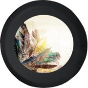 Black Tire Covers - Tire Accessories for Campers, SUVs, Trailers, Trucks, RVs and More | Boho Dreamcatcher Feathers Black 33 Inch