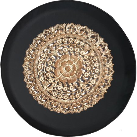 Black Tire Covers - Tire Accessories for Campers, SUVs, Trailers, Trucks, RVs and More | Boho Flower Pattern Black 29 Inch