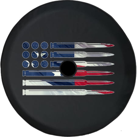 Black Tire Covers - Tire Accessories for Campers, SUVs, Trailers, Trucks, RVs and More | Bullet American Flag Black 32 Inch With Backup Camera Hole