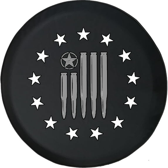 Black Tire Covers - Tire Accessories for Campers, SUVs, Trailers, Trucks, RVs and More | Bullet Flag 13 Stars Black 32 Inch