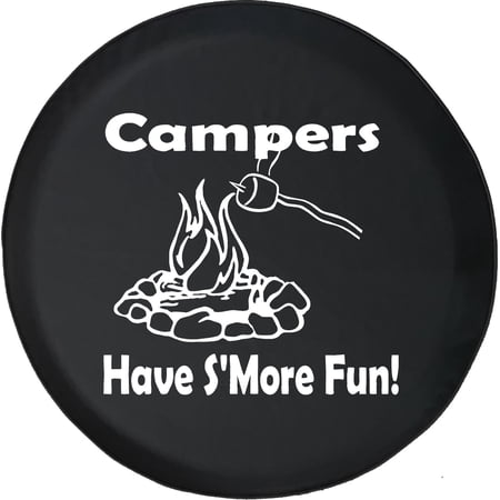 Black Tire Covers - Tire Accessories for Campers, SUVs, Trailers, Trucks, RVs and More | Campers Have S'more Fun Bonfire Black 29 Inch