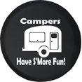 thumbnail image 1 of Black Tire Covers - Tire Accessories for Campers, SUVs, Trailers, Trucks, RVs and More | Campers Have S'more Fun Trailer Black 35 Inch, 1 of 3