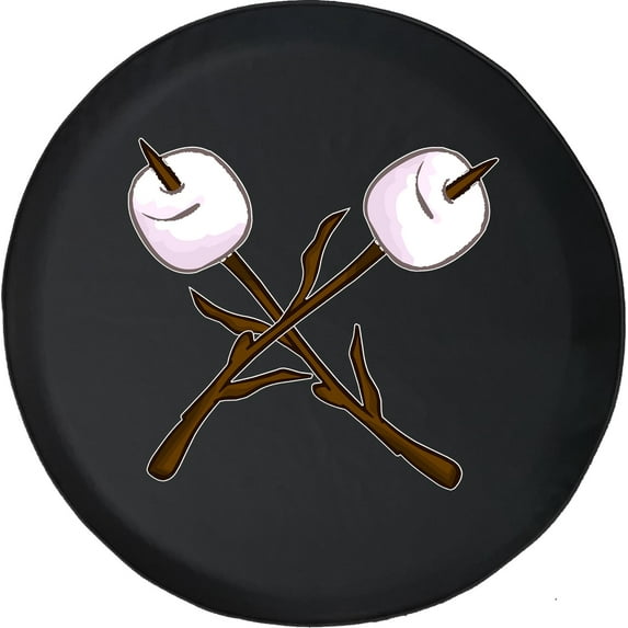 Black Tire Covers - Tire Accessories for Campers, SUVs, Trailers, Trucks, RVs and More | Campfire Marshmallows Camper Black 31 Inch