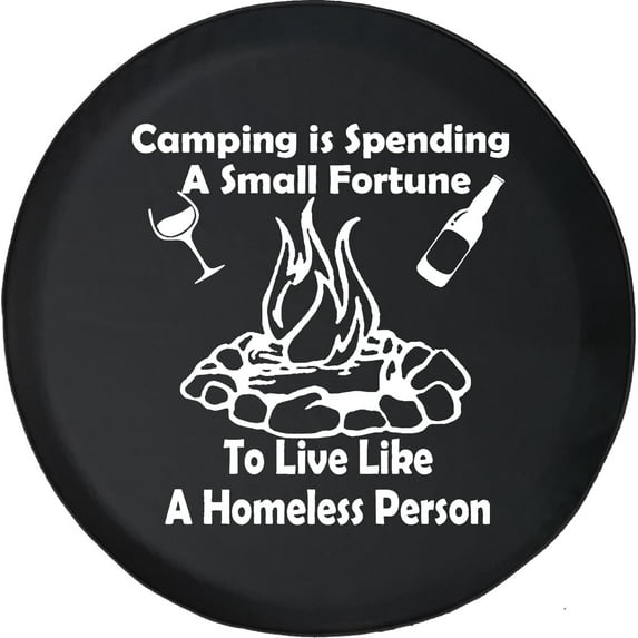 Black Tire Covers - Tire Accessories for Campers, SUVs, Trailers, Trucks, RVs and More | Camping Where You Spend Fortune Campfire Black 29 Inch
