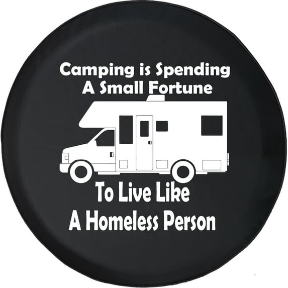 Black Tire Covers - Tire Accessories for Campers, SUVs, Trailers, Trucks, RVs and More | Camping Where You Spend Money Homeless Black 35 Inch