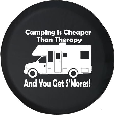 Black Tire Covers - Tire Accessories for Campers, SUVs, Trailers, Trucks, RVs and More | Camping is Cheaper Then Therapy RV Black 35 Inch