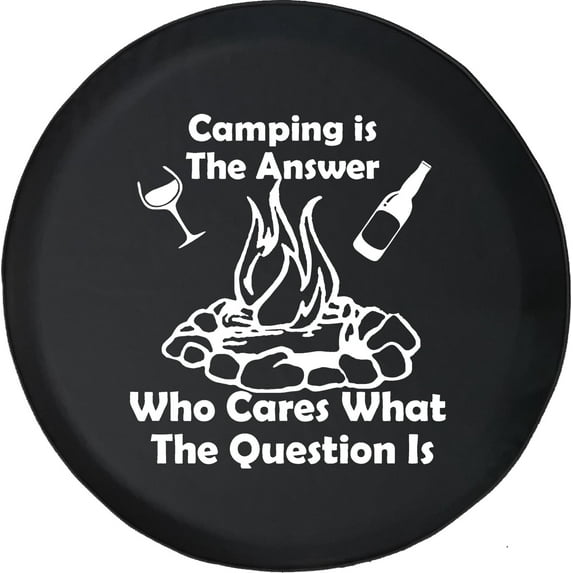 Black Tire Covers - Tire Accessories for Campers, SUVs, Trailers, Trucks, RVs and More | Camping is The Answer Campfire Black 31 Inch