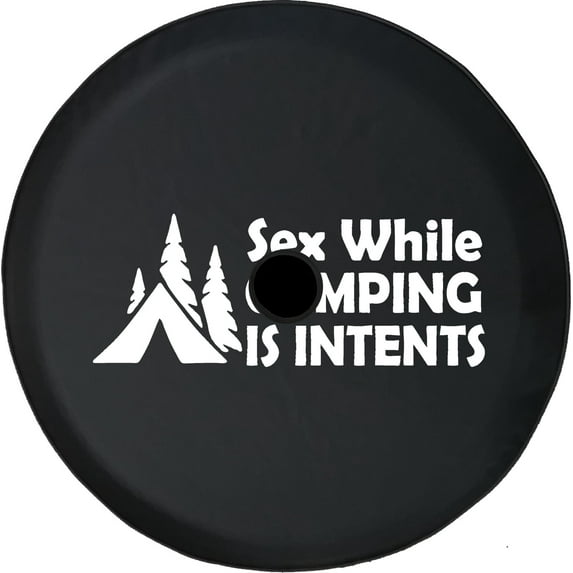 Black Tire Covers - Tire Accessories for Campers, SUVs, Trailers, Trucks, RVs and More | Camping is in Tents Black 32 Inch With Backup Camera Hole