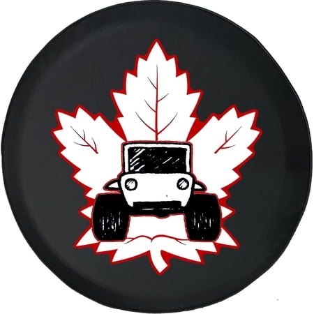 Black Tire Covers - Tire Accessories for Campers, SUVs, Trailers, Trucks, RVs and More | Canadian Leaf Red White Black 32 Inch