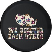Black Tire Covers - Tire Accessories for Campers, SUVs, Trailers, Trucks, RVs and More | Cat Adoption We Rescued Each Other Black 28 Inch