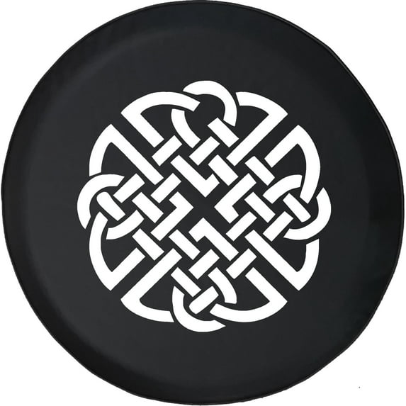 Black Tire Covers - Tire Accessories for Campers, SUVs, Trailers, Trucks, RVs and More | Celtic Knot Lucky Weave Black 33 Inch