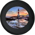 thumbnail image 1 of Black Tire Covers - Tire Accessories for Campers, SUVs, Trailers, Trucks, RVs and More | Clear Sunset Lighthouse Imagery Black 28 Inch, 1 of 3