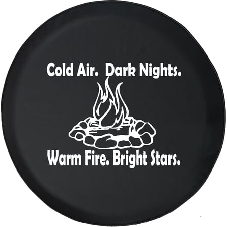 Black Tire Covers - Tire Accessories for Campers, SUVs, Trailers, Trucks, RVs and More | Cold Air Warm Fires Bright Stars Bonfire Black 28 Inch