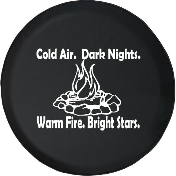 Black Tire Covers - Tire Accessories for Campers, SUVs, Trailers, Trucks, RVs and More | Cold Air Warm Fires Bright Stars Bonfire Black 29 Inch
