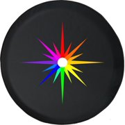 Black Tire Covers - Tire Accessories for Campers, SUVs, Trailers, Trucks, RVs and More | Colorful Star Compass Black 35 Inch