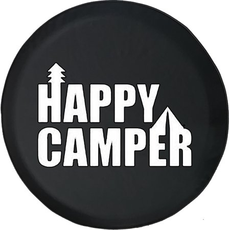 Black Tire Covers - Tire Accessories for Campers, SUVs, Trailers, Trucks, RVs and More | Compass Happy Camper Camping Black 30 Inch