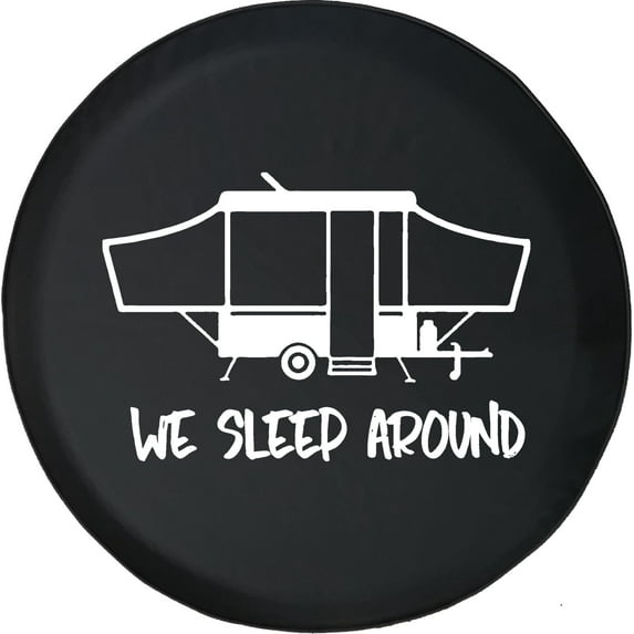 Black Tire Covers - Tire Accessories for Campers, SUVs, Trailers, Trucks, RVs and More | Compass We Sleep Around PopUp Black 32 Inch