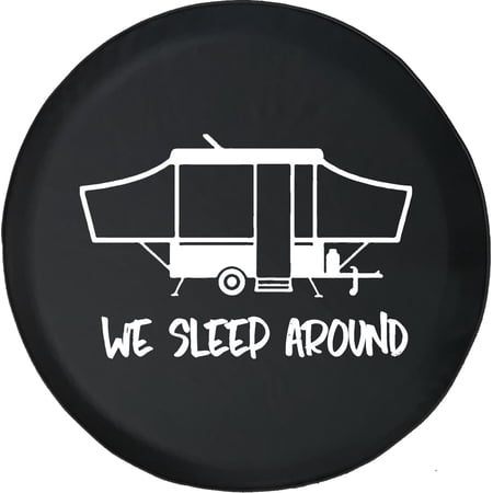 Black Tire Covers - Tire Accessories for Campers, SUVs, Trailers, Trucks, RVs and More | Compass We Sleep Around PopUp Black 35 Inch