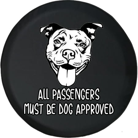 Black Tire Covers - Tire Accessories for Campers, SUVs, Trailers, Trucks, RVs and More | Dog Approved Cute Dog Pitbull Black 32 Inch
