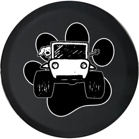 Black Tire Covers - Tire Accessories for Campers, SUVs, Trailers, Trucks, RVs and More | Dog Paw Print Wave Black 28 Inch