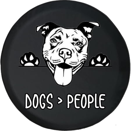 Black Tire Covers - Tire Accessories for Campers, SUVs, Trailers, Trucks, RVs and More | Dogs Over People Cute Pitbull Paws Black 29 Inch