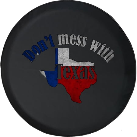 Black Tire Covers - Tire Accessories for Campers, SUVs, Trailers, Trucks, RVs and More | Don't Mess with Texas Flag Black 31 Inch