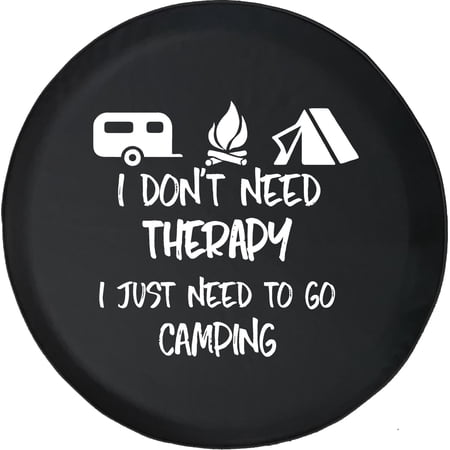 Black Tire Covers - Tire Accessories for Campers, SUVs, Trailers, Trucks, RVs and More | Don't Need Therapy I Just Need Camping Black 35 Inch
