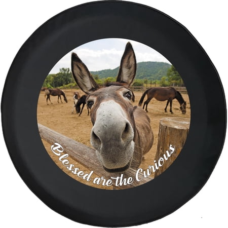 Black Tire Covers - Tire Accessories for Campers, SUVs, Trailers, Trucks, RVs and More | Donkey Blessed are The Curious Black 28 Inch