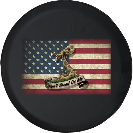 Black Tire Covers - Tire Accessories for Campers, SUVs, Trailers, Trucks, RVs and More | Dont Tread Patriotic Snake Flag Black 33 Inch