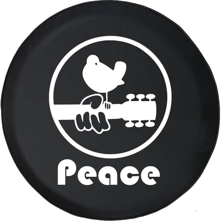 Black Tire Covers - Tire Accessories for Campers, SUVs, Trailers, Trucks, RVs and More | Dove On A Guitar Peace Black 32 Inch