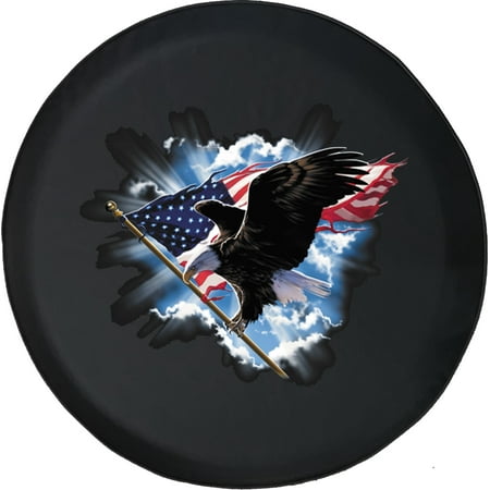Black Tire Covers - Tire Accessories for Campers, SUVs, Trailers, Trucks, RVs and More | Eagle American Flag Black 28 Inch