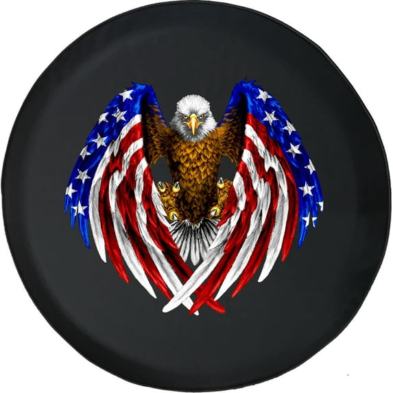 Black Tire Covers - Tire Accessories for Campers, SUVs, Trailers, Trucks, RVs and More | Eagle American Flag Black 31 Inch